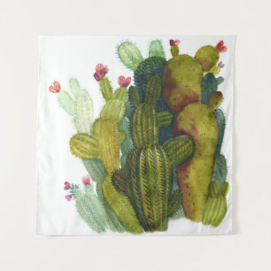 Cacti, succulents: vintage watercolor. tapestry