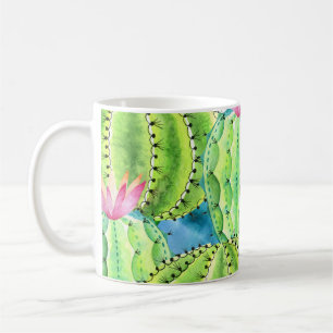 Cacti Watercolor: Floral Summer Ornament. Coffee Mug