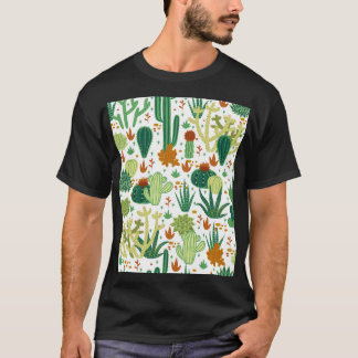 Cacti White Background: Vintage Graphics. T-Shirt