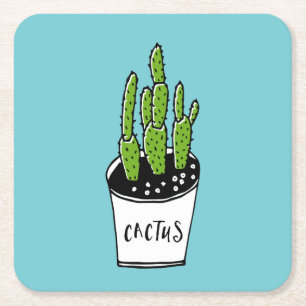 Cactus 01 square paper coaster