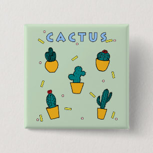 Cactus 2 Inch Square Button