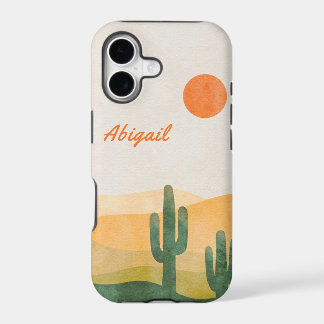 Cactus à l'aquarelle dans le désert orange