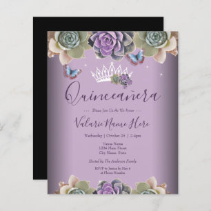 Cactus and Butterfly Elegant Quinceanera