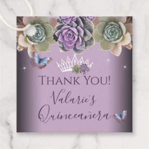 Cactus and Butterfly Elegant Quinceanera Favour Ta Favour Tags