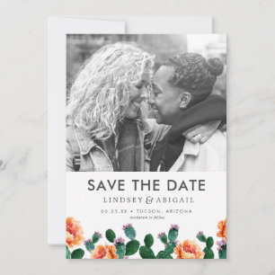 Cactus and Flowers Save the Date
