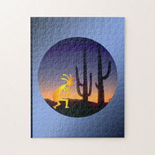 Cactus and Kokopelli Round Jigsaw Puzzle