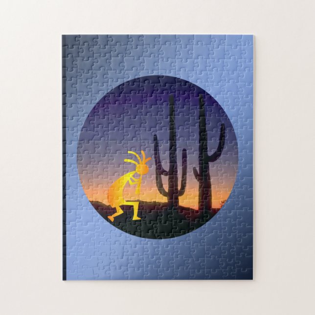 Cactus and Kokopelli Round Jigsaw Puzzle (Vertical)