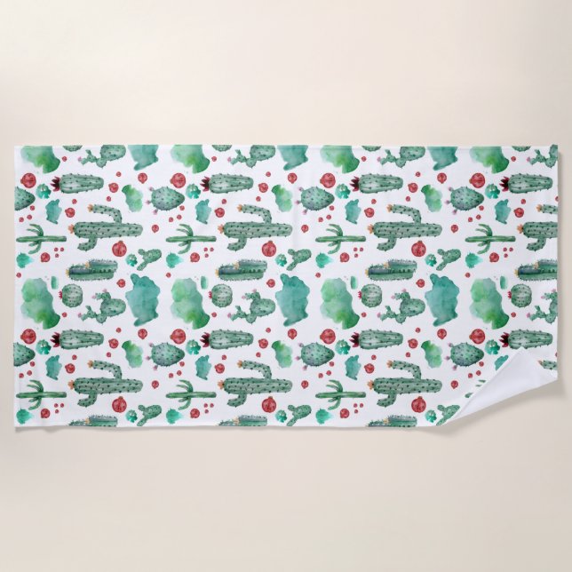 cactus and ladybug pattern - beach towel (Front)