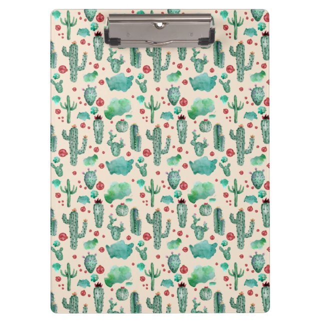 cactus and ladybug pattern - beige background clipboard (Front)