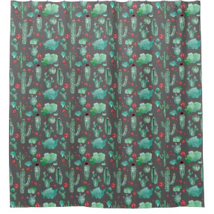 cactus and ladybug pattern - black background