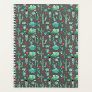 cactus and ladybug pattern - black background planner