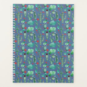 cactus and ladybug pattern - blue background planner