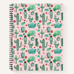 cactus and ladybug pattern - light pink background notebook