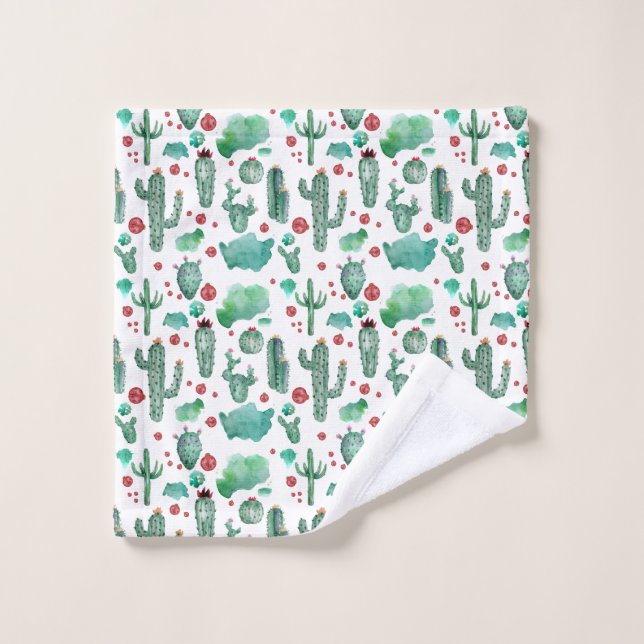 cactus and ladybug pattern - white background wash cloth (Wash Cloth)