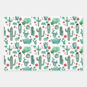 cactus and ladybug pattern -white background wrapping paper sheet