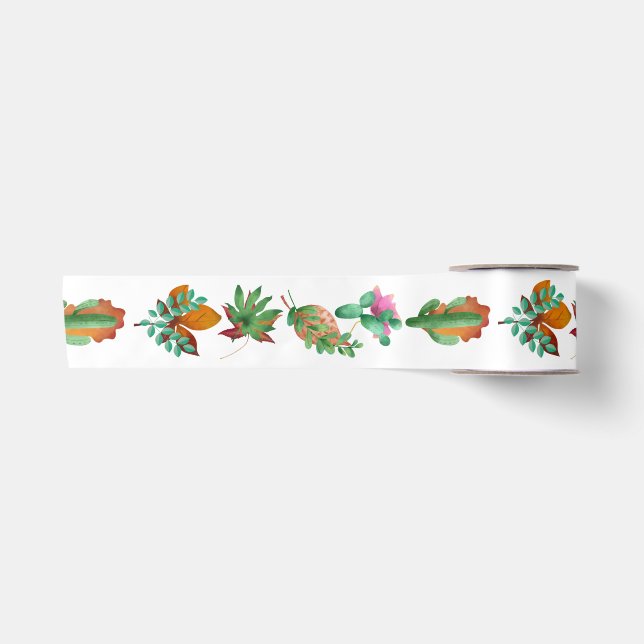 Cactus and Leaf Satin Ribbon (Front)