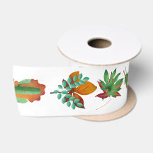 Cactus and Leaf Satin Ribbon