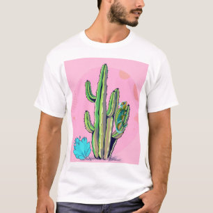 "Cactus and Lizard T-Shirt: Desert beauty in pink" T-Shirt