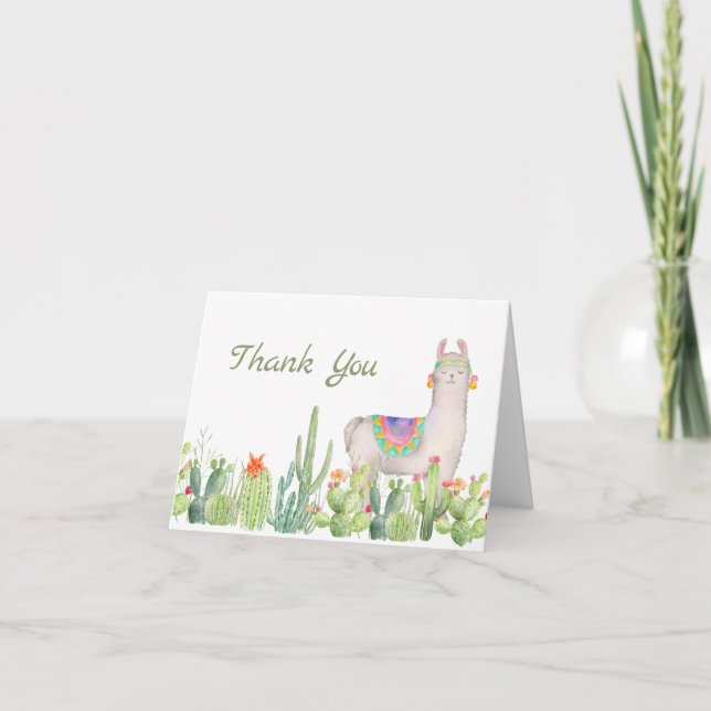 Cactus and Llama Thank You Card (Front)