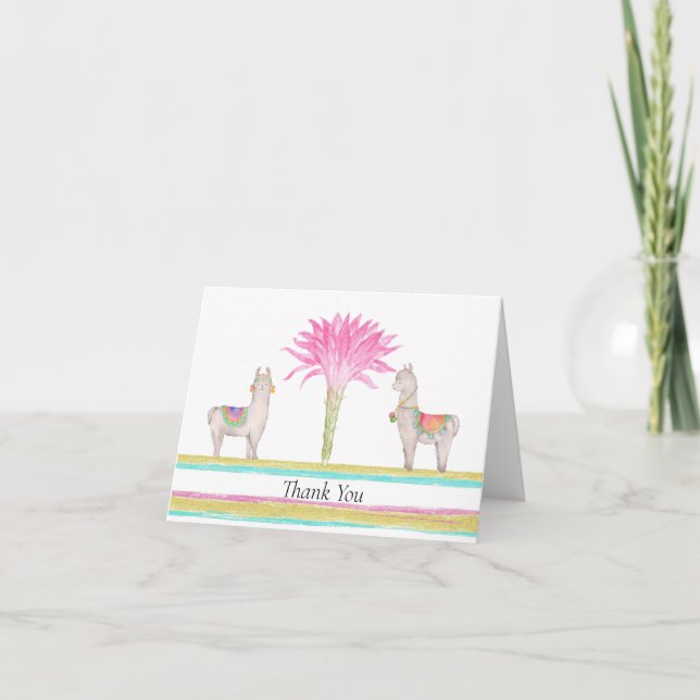 Cactus and Llama Thank You Card (Front)