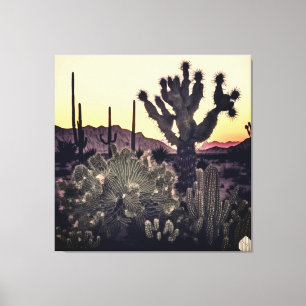 Cactus and palm trees coexisting in harmony . phot canvas print