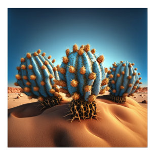 Cactus and palm trees coexisting in harmony . phot photo print