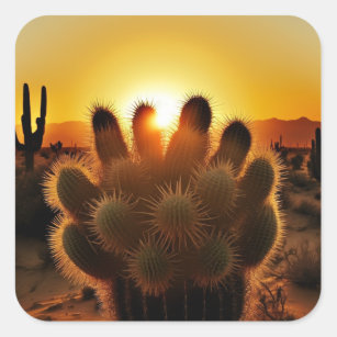 Cactus and palm trees coexisting in harmony . phot square sticker