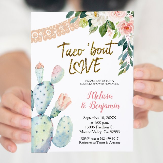  Cactus and Pampas Taco Bout Love Couple Shower  Invitation (Creator Uploaded)
