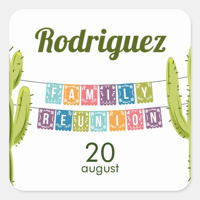 Cactus and Papel Picado Garland Texas Square Sticker (Front)