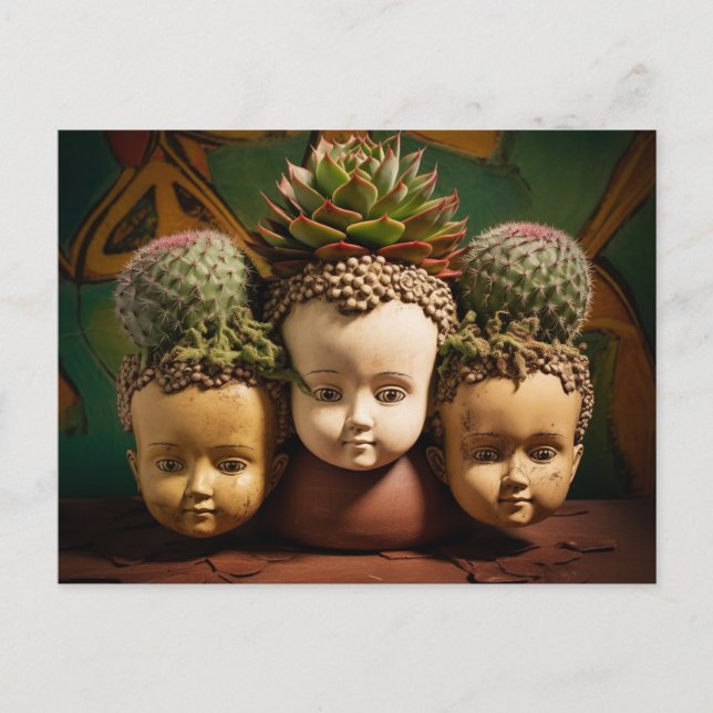 Cactus and Succulent Head planters Postcard (Front)