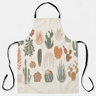 Cactus and succulent seamless pattern apron
