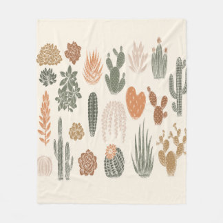 Cactus and succulent seamless pattern fleece blanket