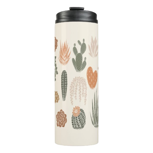 Cactus and succulent seamless pattern thermal tumbler (Front)