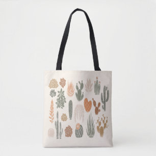 Cactus and succulent seamless pattern tote bag