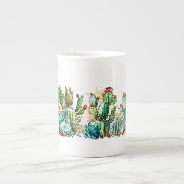 Cactus and Succulents  Bone China Mug (Front)
