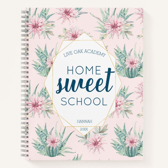 Cactus Aquarelle Homeschool Carnet Journal (Devant)
