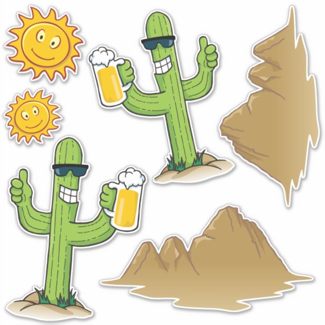 Cactus avec Sticker Bière (Devant)