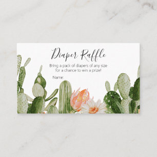 Cactus Baby Shower Diaper Raffle Business Card