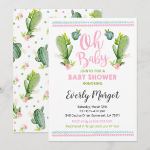 Cactus Baby Shower Invitation Succulent Shower