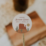 Cactus Bachelorette Desert Bachelorette Favour Classic Round Sticker<br><div class="desc">This is a desert bachelorette sticker template featuring southwest elements and a rodeo themed font pairing. ALL fonts and colours are editable // For matching items, please visit the "BETTY" collection in the Sincerely By Nicole Zazzle store. * If you like this design but don't see it available for something...</div>