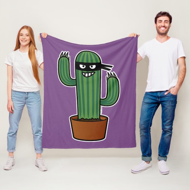 Cactus bandido ninja masked sneaky bandit fleece blanket (In Situ)