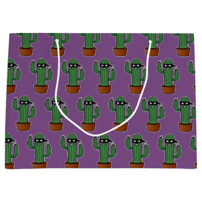 Cactus bandido ninja masked sneaky bandit large gift bag (Front)