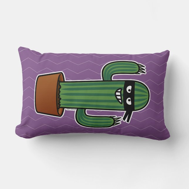 Cactus bandido ninja masked sneaky bandit lumbar pillow (Front)