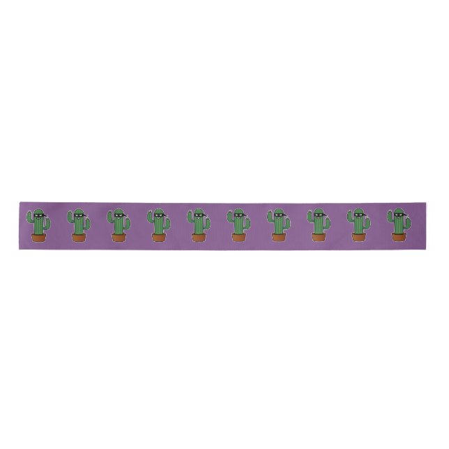 Cactus bandido ninja masked sneaky bandit satin ribbon (Front)