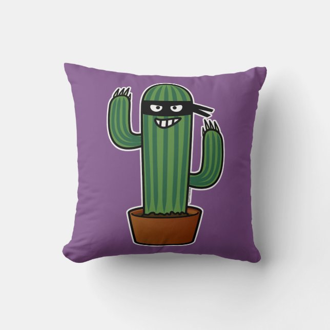 Cactus bandido ninja masked sneaky bandit throw pillow (Front)