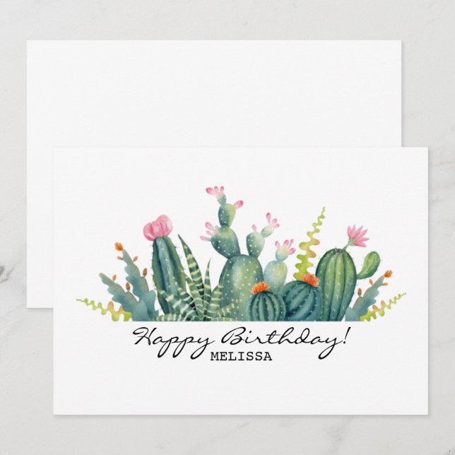 Cactus Birthday Card (Front/Back)
