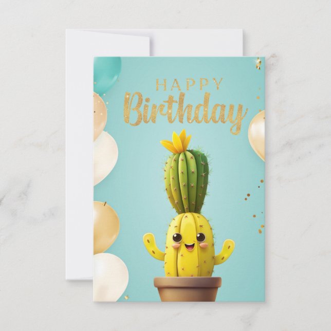 Cactus Birthday Joy: Birthday Card (Front)
