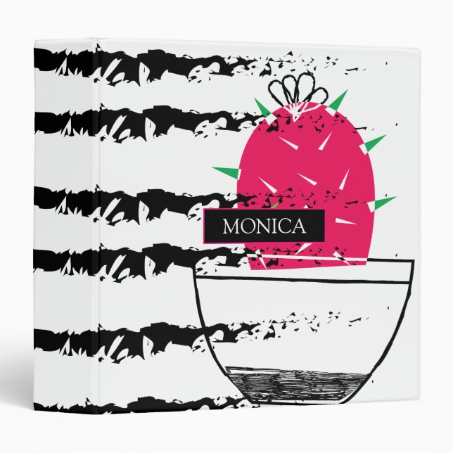 Cactus black white pattern binder (Front/Spine)