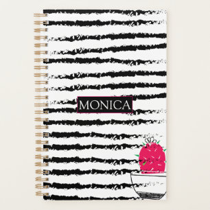 Cactus black white pattern monogram planner