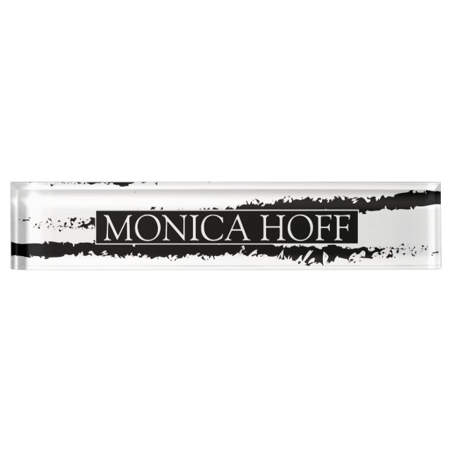 Cactus black white pattern striped nameplate (Front)